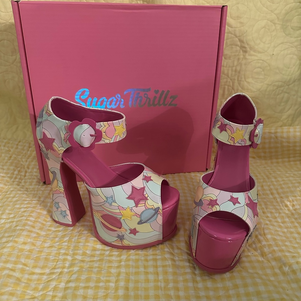 Sugar Thrillz Groovy Galaxy Platform Heels